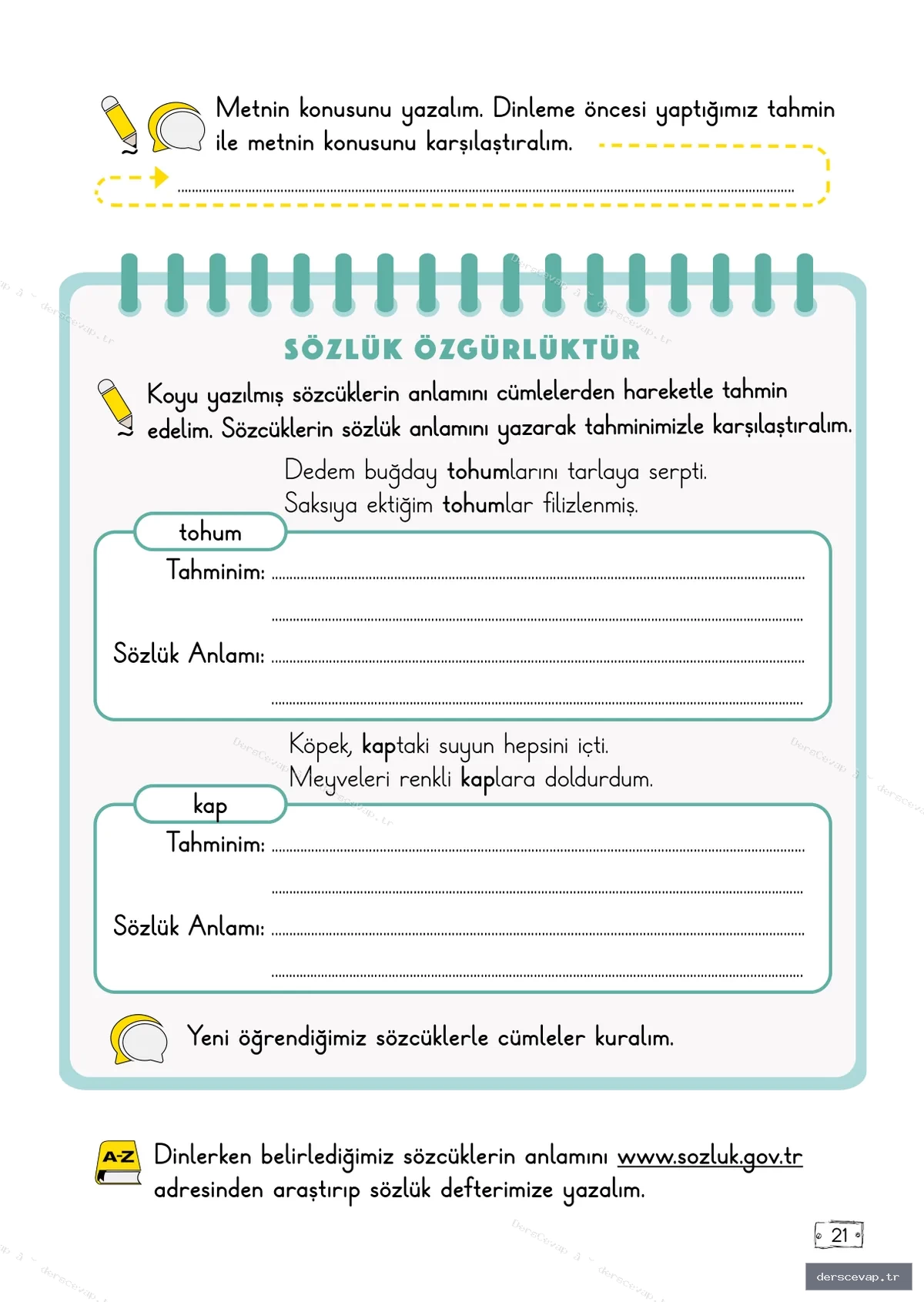 Sayfa 21 etkinliği